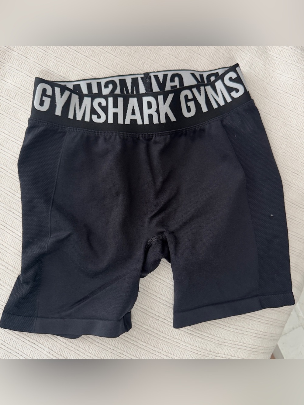 Gymshark Black Women's Bike Shorts with Logo Waistband
